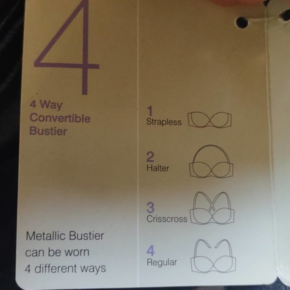 5. Fine Lines 4-Way Convertible Bustier Bra Corset Metallic Gold Black 38E - Picture 7 of 8